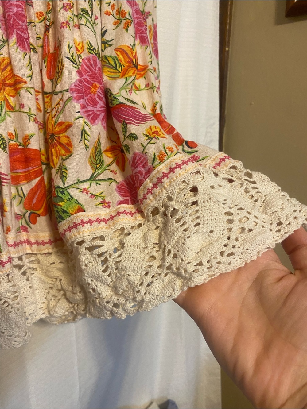 Rachel Zoe Square Neck Crochet-Trim Peasant Style Boho Chic Beach Blouse - Picture 4 of 12